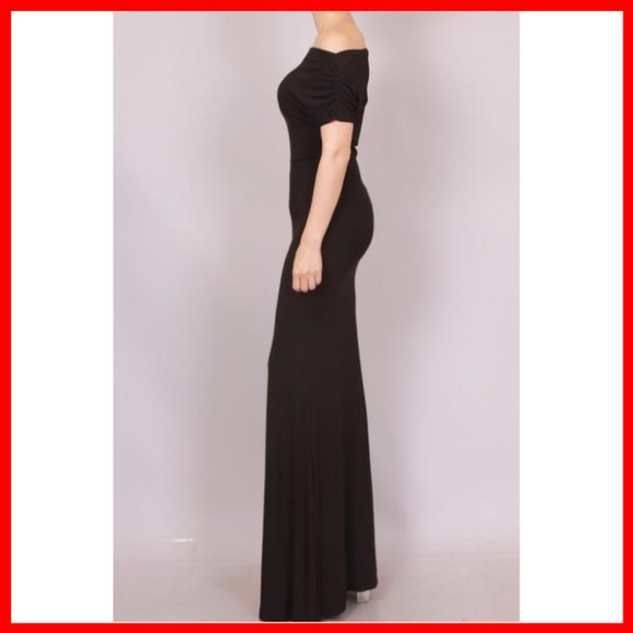 NWT Off Shoulder Solid Color Maxi Dress - Picture 6 of 7